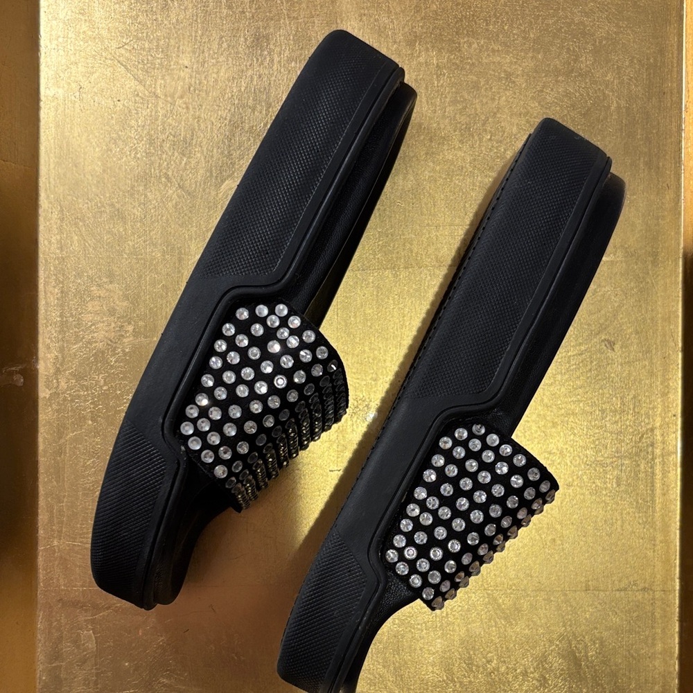Steve Madden Black Slide Sandals with Silver Studs - Picture 2 of 4
